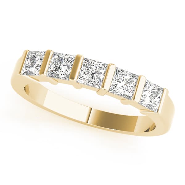 Fancy Shape Princess Wedding Band (1.05 ct. tw.), Front view in yellow gold