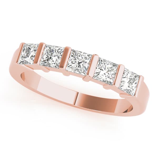 Fancy Shape Princess Wedding Band (1/2 ct. tw.), Front view in rose gold