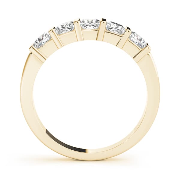 Fancy Shape Princess Wedding Band (1.05 ct. tw.), Side view in yellow gold