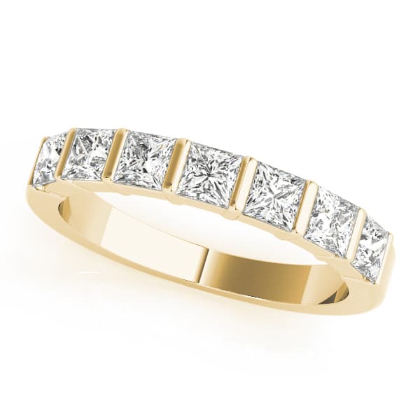 Fancy Shape Princess Wedding Band (1 1/8 ct. tw.), Front view in yellow gold