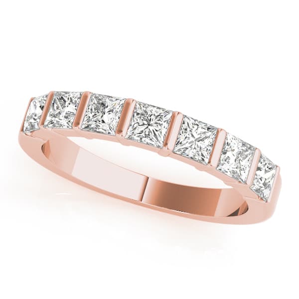 Fancy Shape Princess Wedding Band (0.7 ct. tw.), Front view in rose gold