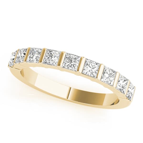 Fancy Shape Princess Wedding Band (0.45 ct. tw.), Front view in yellow gold