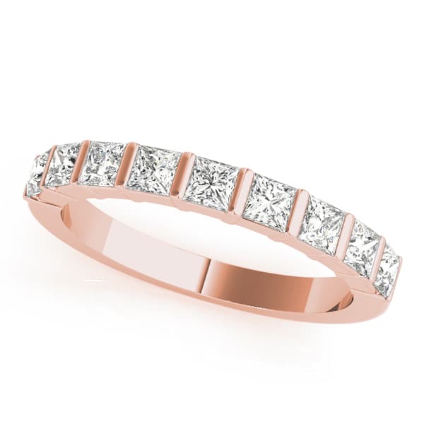 Fancy Shape Princess Wedding Band (0.9 ct. tw.), Front view in rose gold