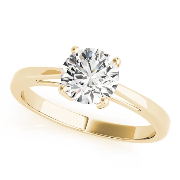 Solitaire Round Engagement Ring, style 82892, Front view in yellow gold