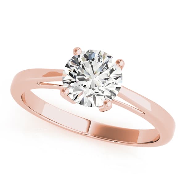 Solitaire Round Engagement Ring, style 82892, Front view in rose gold