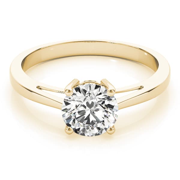 Solitaire Round Engagement Ring, style 82892, On hand view in yellow gold
