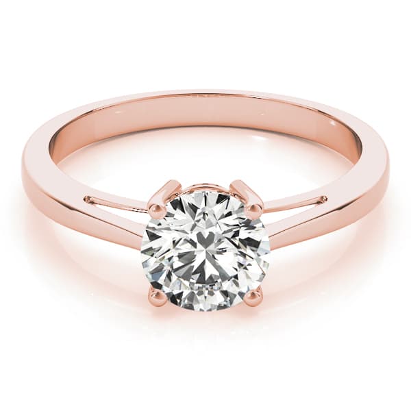 Solitaire Round Engagement Ring, style 82892, On hand view in rose gold