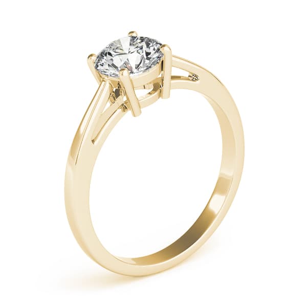 Solitaire Round Engagement Ring, style 82892, Top view in yellow gold