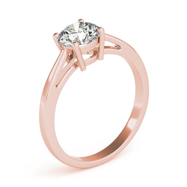 Solitaire Round Engagement Ring, style 82892, Top view in rose gold