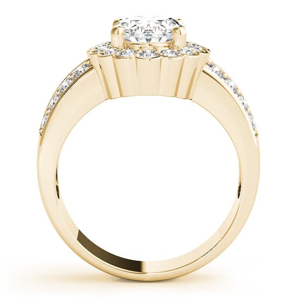 Double Row Floral Oval Halo Engagement Ring, style 82897, Side view in yellow gold
