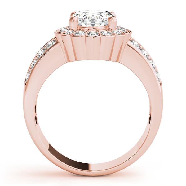 Double Row Floral Oval Halo Engagement Ring, style 82897, Side view in rose gold