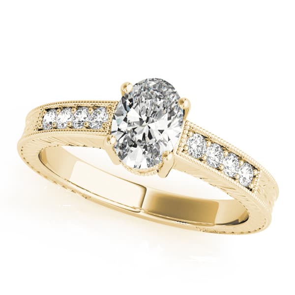 Single Row Prong Engagement Ring, style 82898, Front view in yellow gold