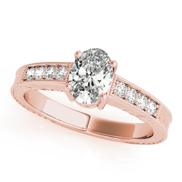 Single Row Prong Engagement Ring, style 82898, Front view in rose gold