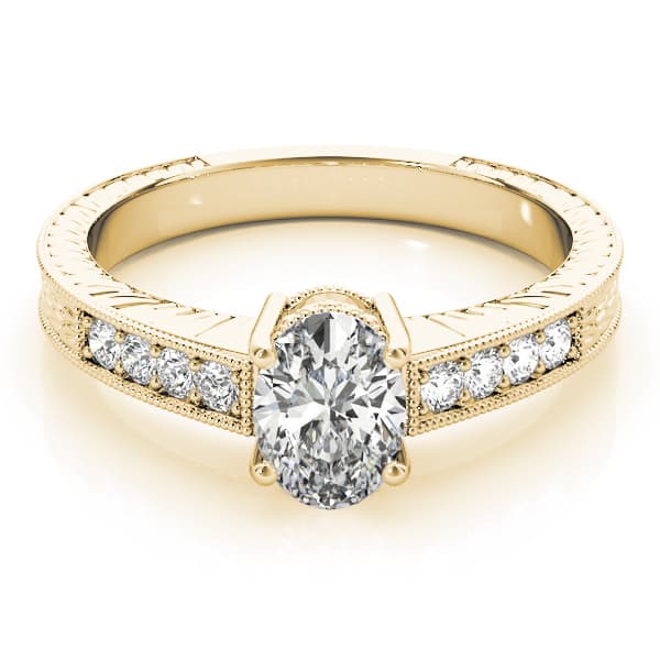 Single Row Prong Engagement Ring, style 82898, On hand view in yellow gold