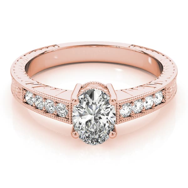 Single Row Prong Engagement Ring, style 82898, On hand view in rose gold
