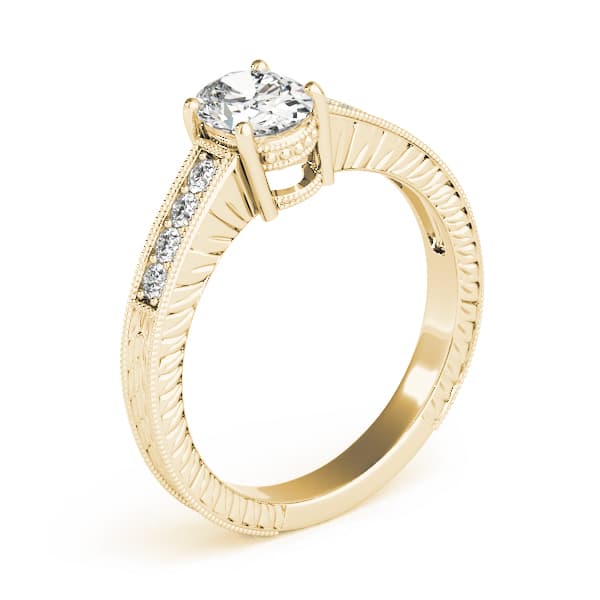 Single Row Prong Engagement Ring, style 82898, Top view in yellow gold