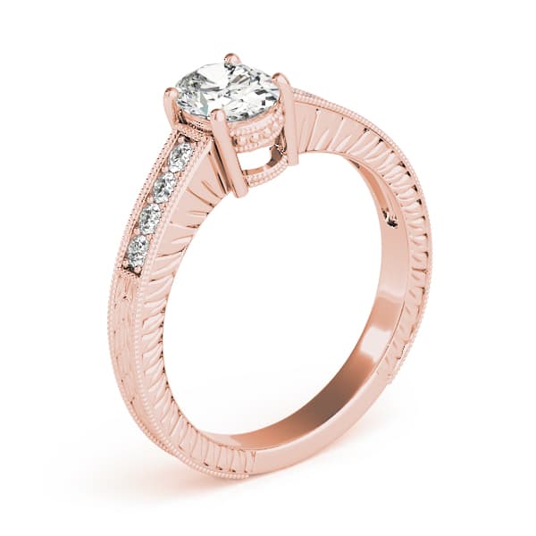 Single Row Prong Engagement Ring, style 82898, Top view in rose gold