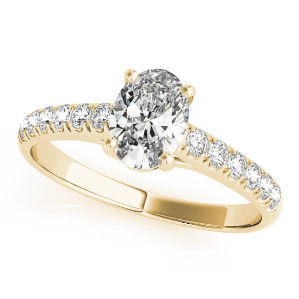 Single Row U-Prong Trellis Engagement Ring, style 82901, Front view in yellow gold