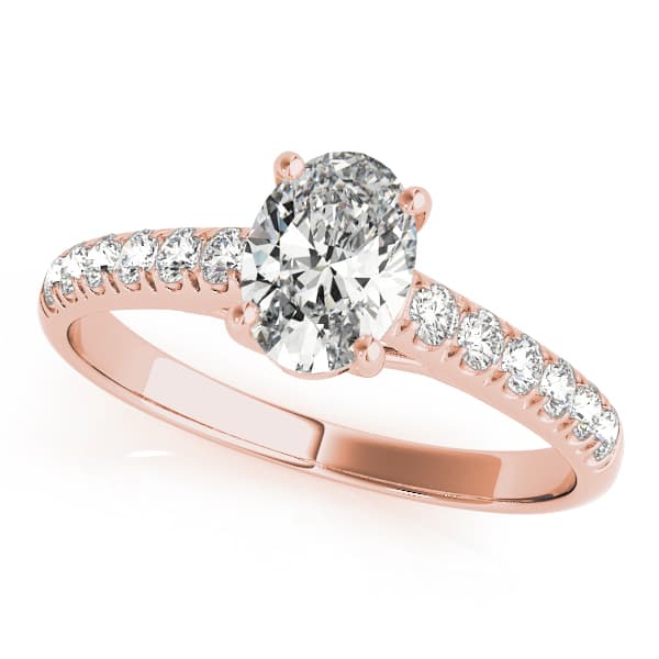 Single Row U-Prong Trellis Engagement Ring, style 82901, Front view in rose gold