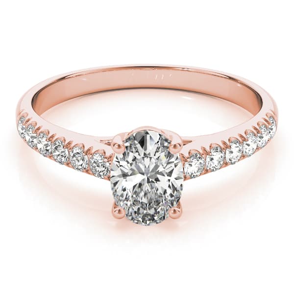 Single Row U-Prong Trellis Engagement Ring, style 82901, On hand view in rose gold