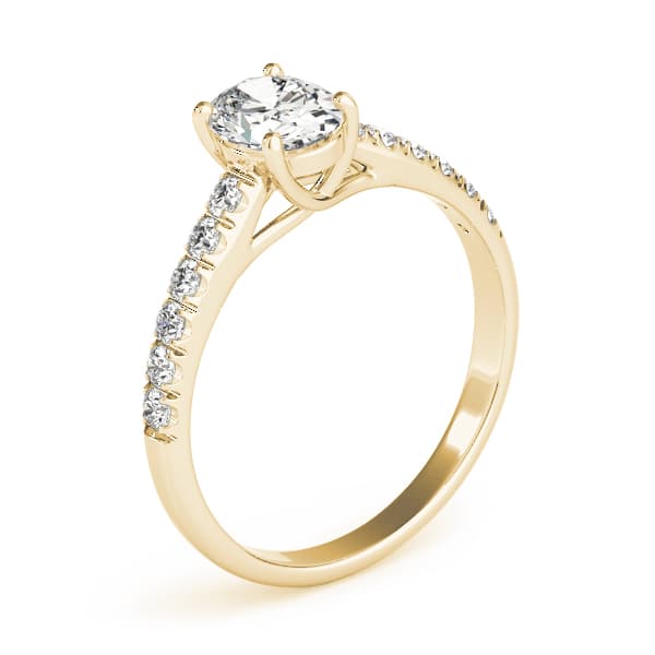 Single Row U-Prong Trellis Engagement Ring, style 82901, Top view in yellow gold