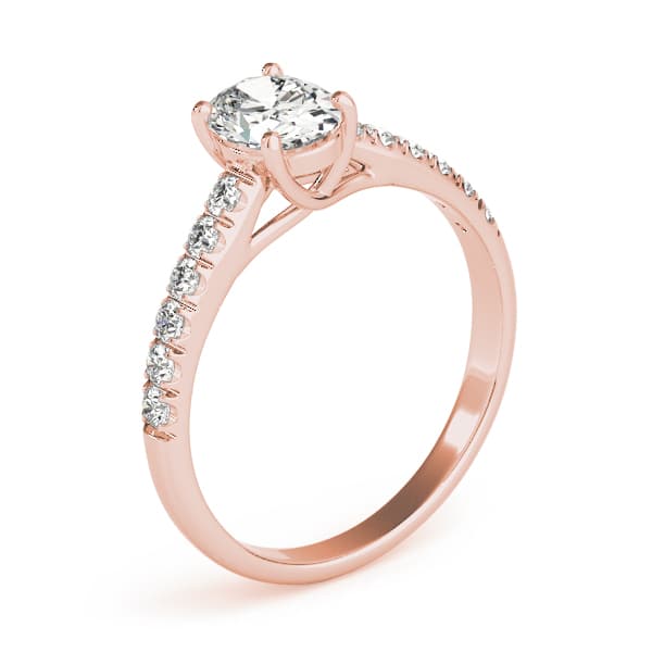 Single Row U-Prong Trellis Engagement Ring, style 82901, Top view in rose gold