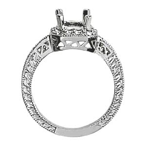 Emerald Gemstone Ring (3/8 ct. tw.), Side view in white gold or platinum