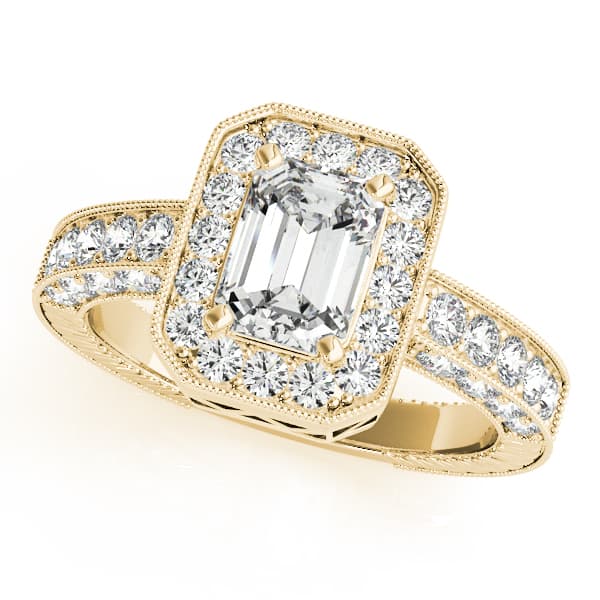 Emerald Gemstone Ring, style 82904, Front view in yellow gold