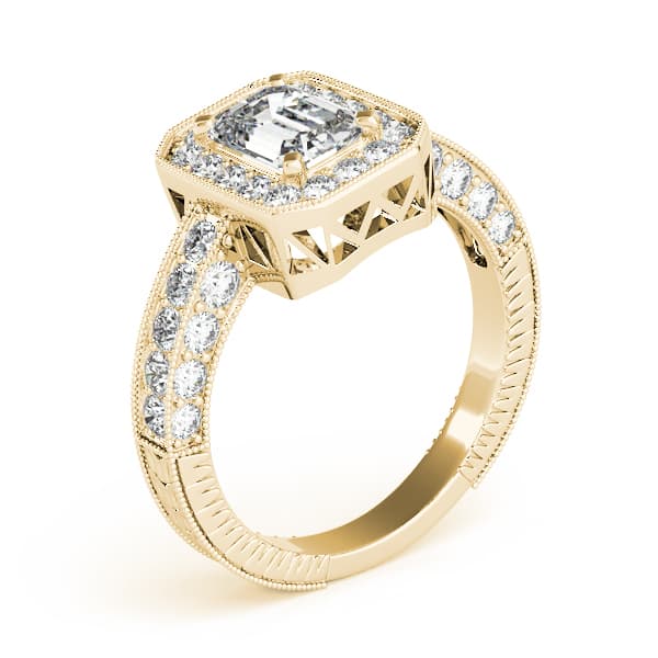 Emerald Gemstone Ring, style 82904, Angle view in yellow gold