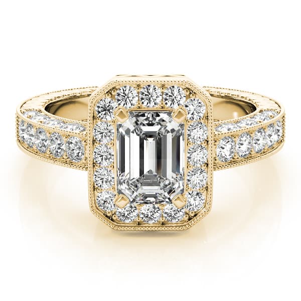 Emerald Gemstone Ring, style 82904, On hand view in yellow gold