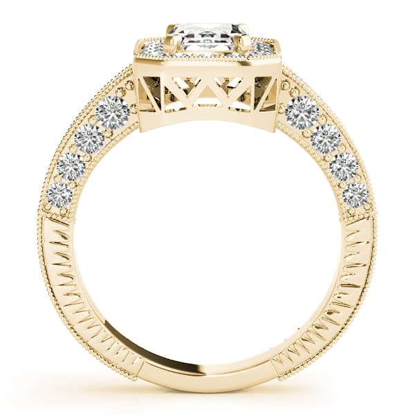 Emerald Gemstone Ring, style 82904, Side view in yellow gold
