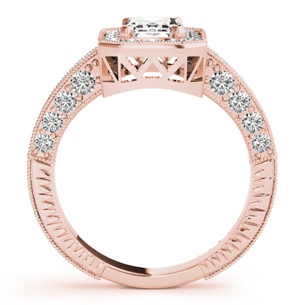 Emerald Gemstone Ring, style 82904, Side view in rose gold