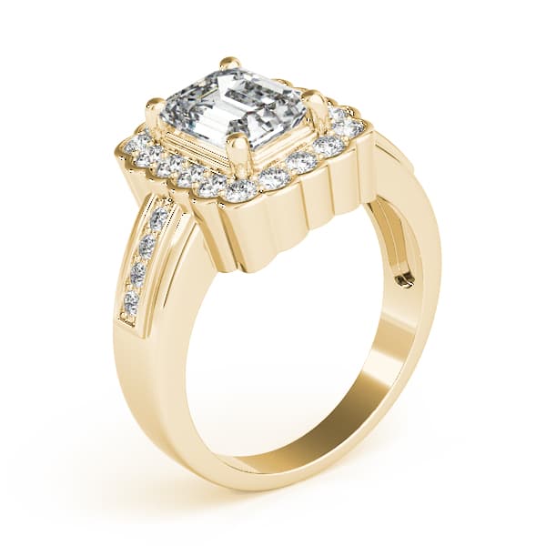 Emerald Gemstone Ring, style 82907, Angle view in yellow gold