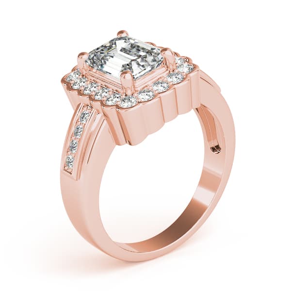 Emerald Gemstone Ring, style 82907, Angle view in rose gold