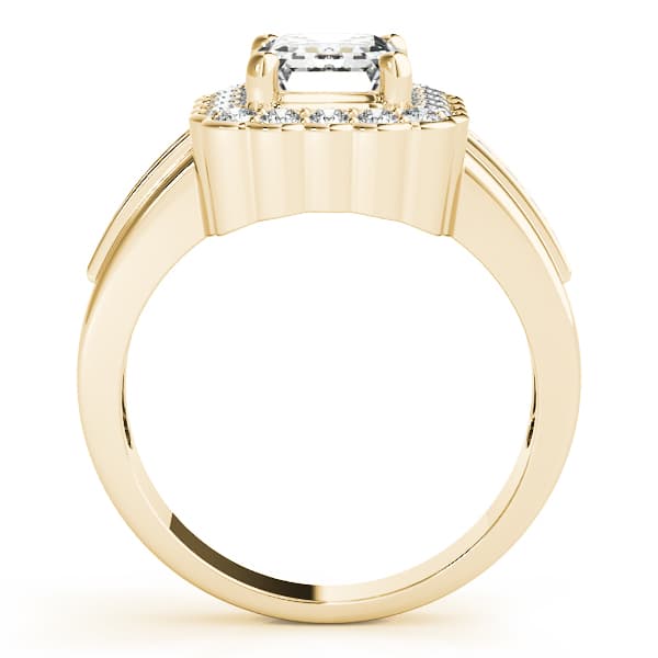 Emerald Gemstone Ring, style 82907, Side view in yellow gold