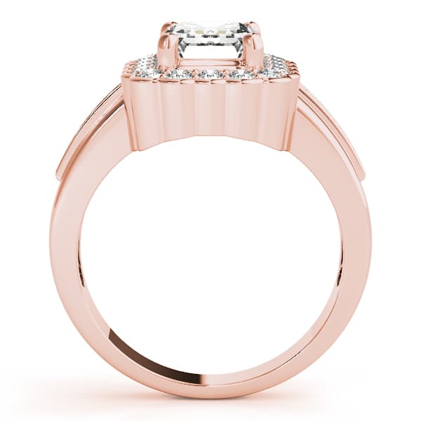 Emerald Gemstone Ring, style 82907, Side view in rose gold