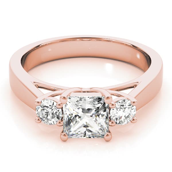 3-Stone Princess Cut Engagement Ring, style 82921, On hand view in rose gold