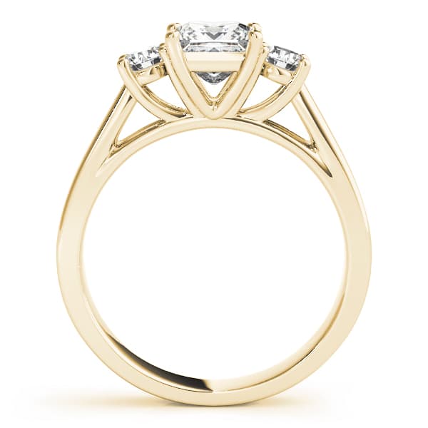 3-Stone Princess Cut Engagement Ring, style 82921, Side view in yellow gold