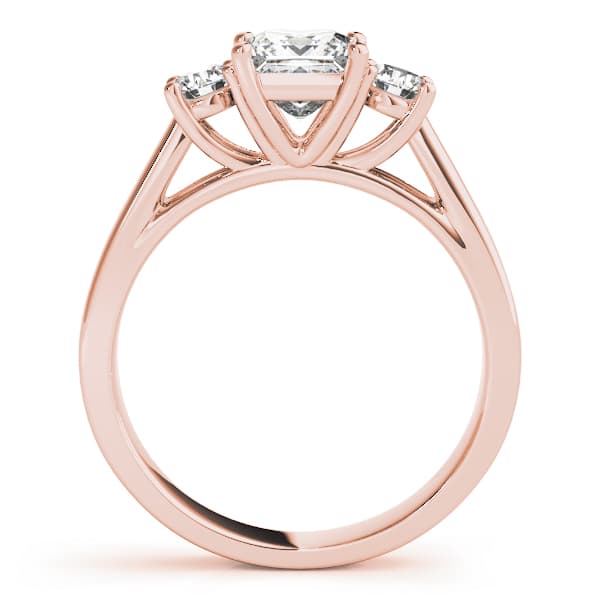 3-Stone Princess Cut Engagement Ring, style 82921, Side view in rose gold