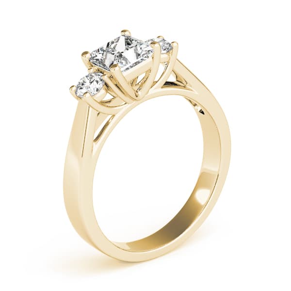 3-Stone Princess Cut Engagement Ring, style 82921, Top view in yellow gold
