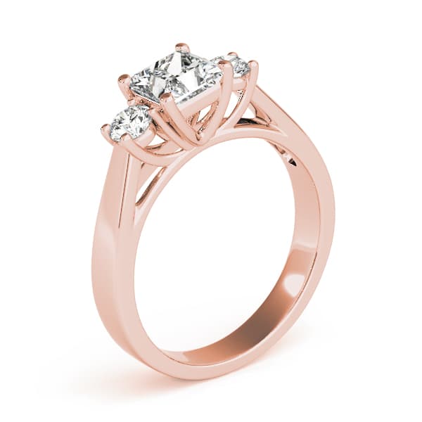 3-Stone Princess Cut Engagement Ring, style 82921, Top view in rose gold