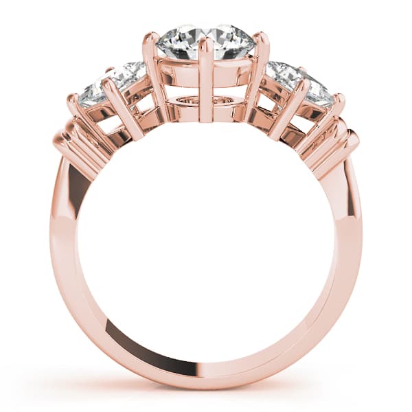 3 Stone Round Engagement Ring, style 82939, Side view in rose gold