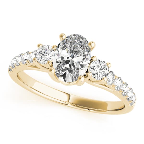 3-Stone Trellis Oval Engagement Ring, style 82941, Front view in yellow gold