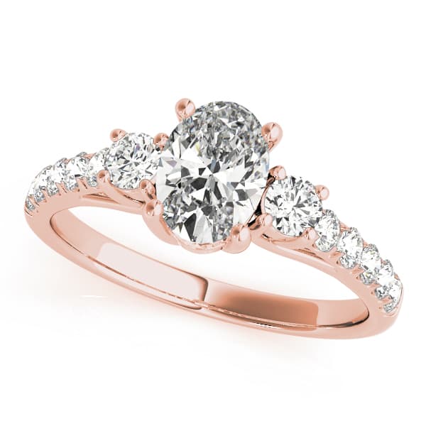 3-Stone Trellis Oval Engagement Ring, style 82941, Front view in rose gold