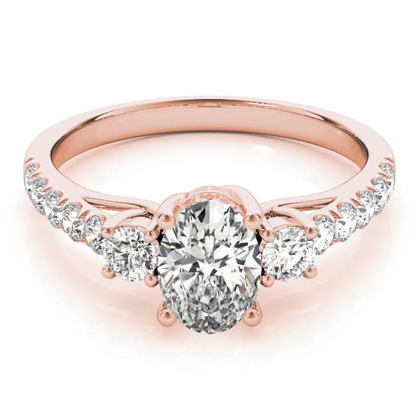 3-Stone Trellis Oval Engagement Ring, style 82941, On hand view in rose gold