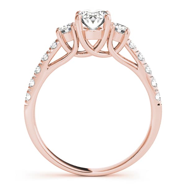 3-Stone Trellis Oval Engagement Ring, style 82941, Side view in rose gold