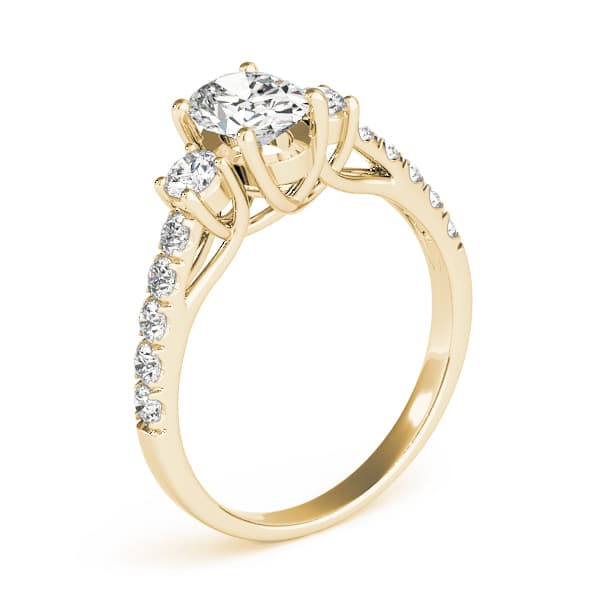 3-Stone Trellis Oval Engagement Ring, style 82941, Top view in yellow gold