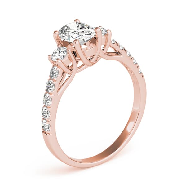 3-Stone Trellis Oval Engagement Ring, style 82941, Top view in rose gold