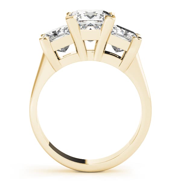 3-Stone Princess Cut Engagement Ring, style 82942, Side view in yellow gold