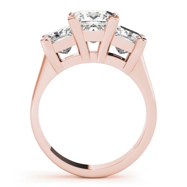3-Stone Princess Cut Engagement Ring, style 82942, Side view in rose gold